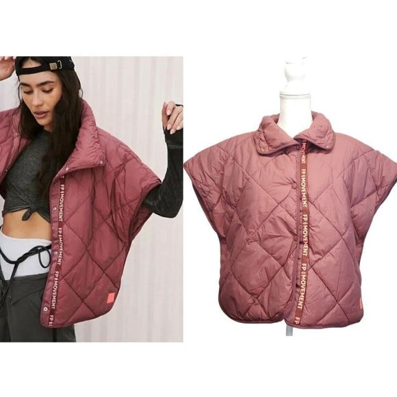 Free People Movement Chill Out Packable Puffer Poncho Scarf Vest One Size - Picture 1 of 15